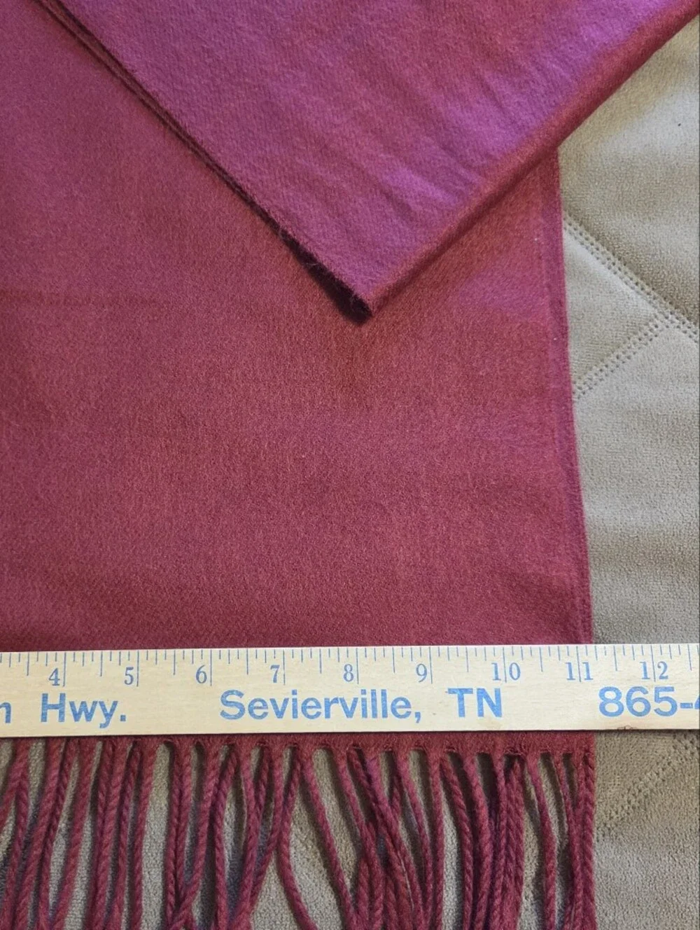Authentic Christian Dior Monesieur Elegant Burgundy Fringed Scarf. 57